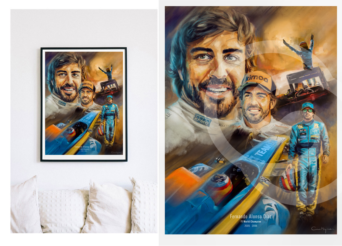 Fernando Alonso F1 Driver, Art Print