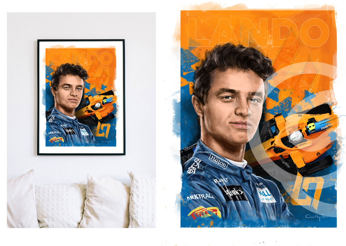 Lando Norris, McLaren F1 Driver, Art Print