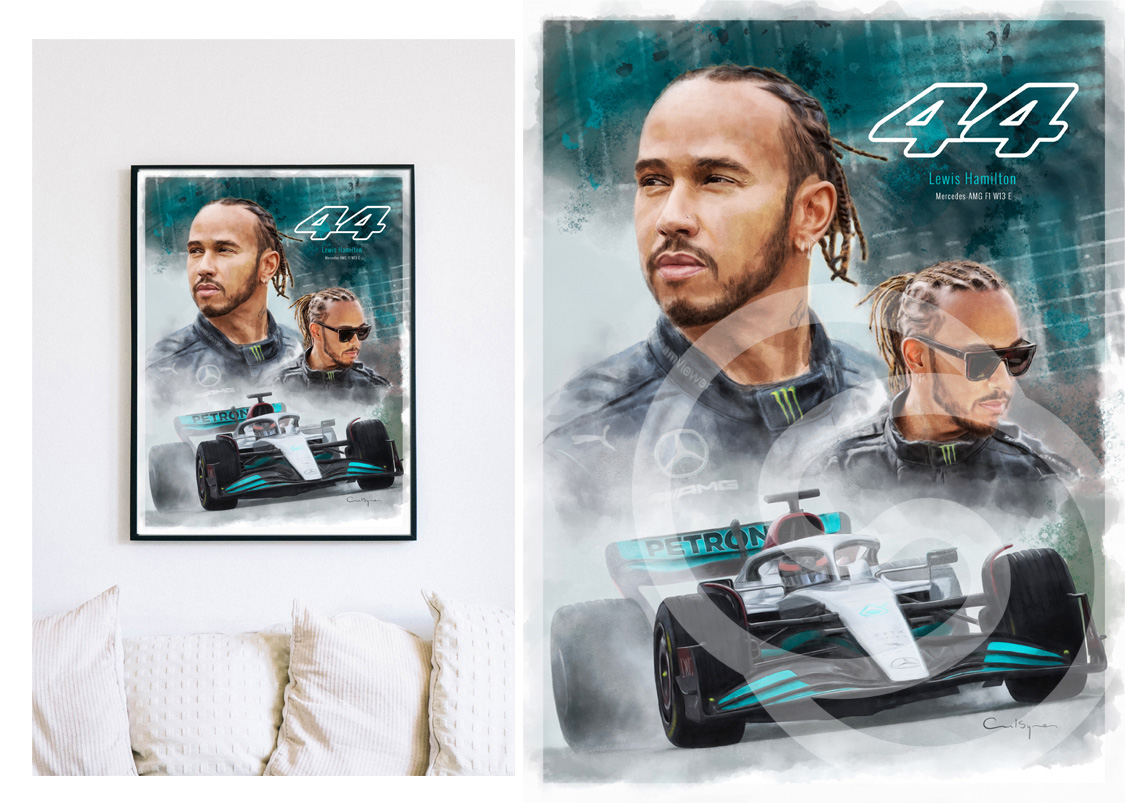 Lewis Hamiton, Mercedes F1 Driver, Art Print