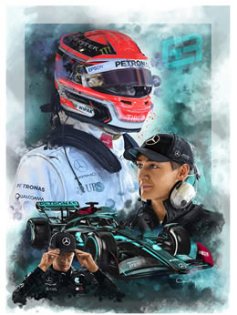 George Russell Mercedes F1 Driver Prints for Sale