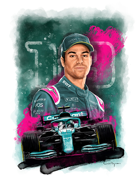 Digital Drawing Aston Martin F1 Driver Lance Stroll.