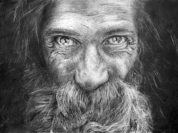 Old man face drawing